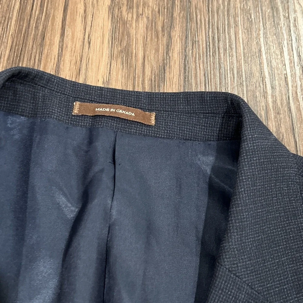 PETER MILLAR  Wool Blazer 44R Check Navy Blue Sports Coat Jacket